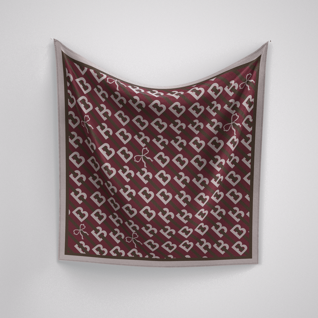 Panache B Is For Bow-Tiful Wine And Brown Silk Scarf