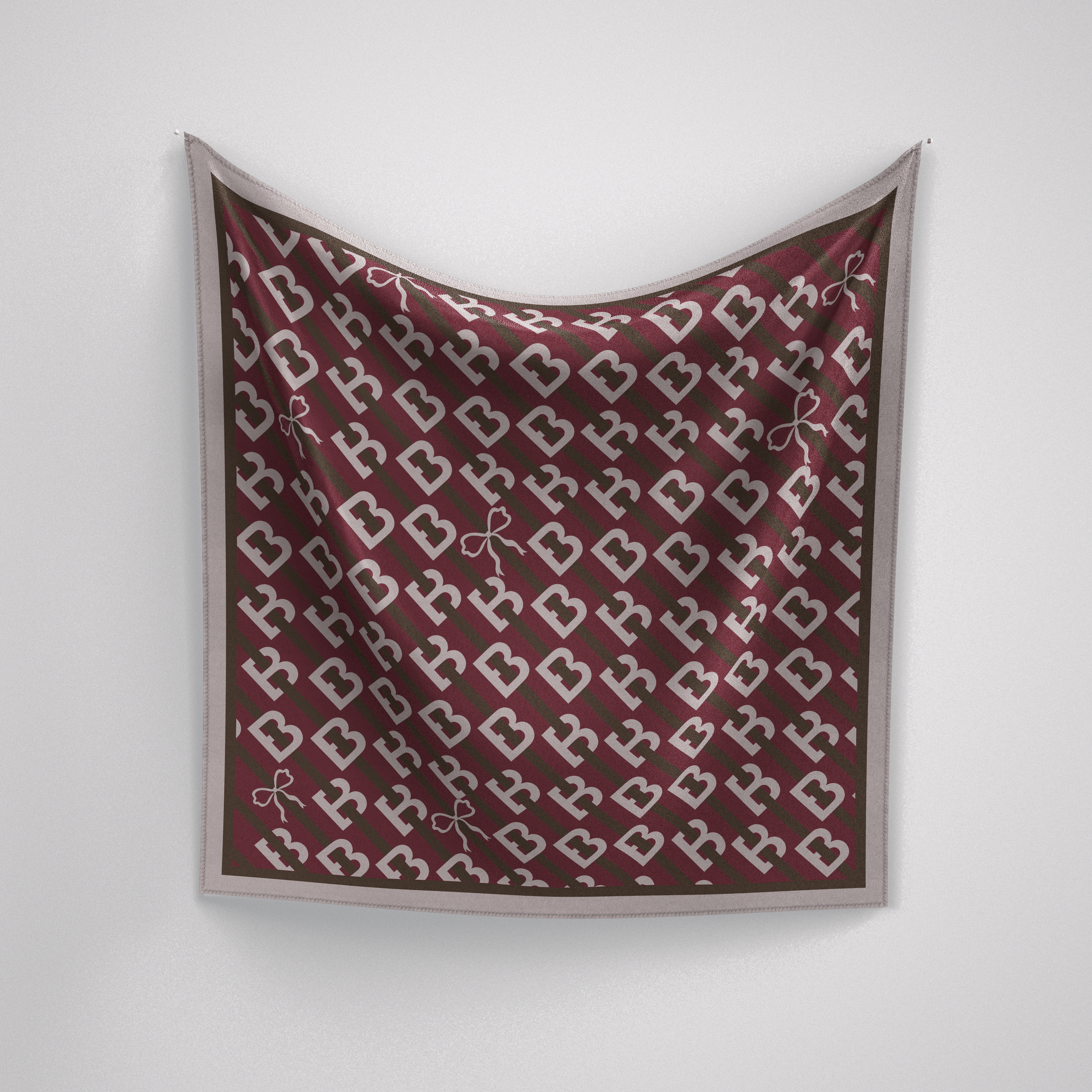 Panache B Is For Bow-Tiful Wine And Brown Silk Scarf