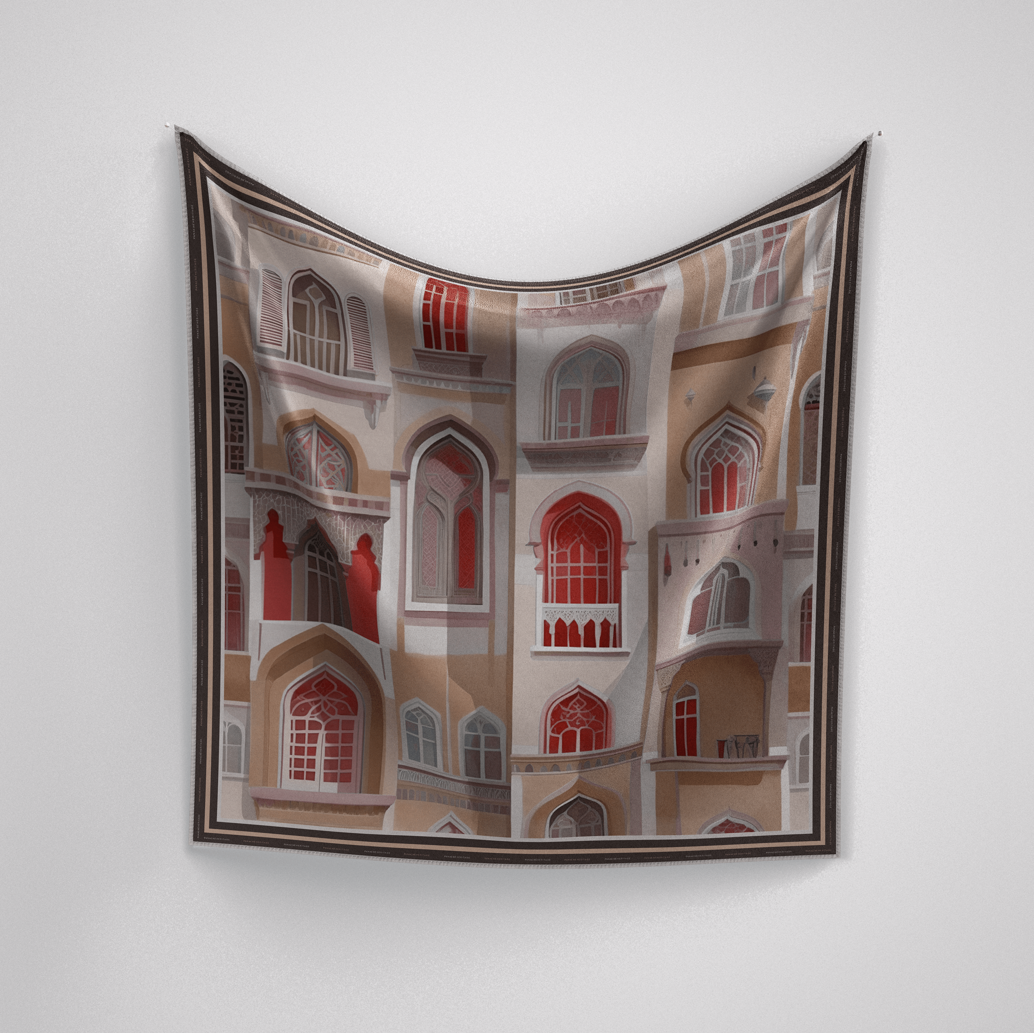Panache A Moroccan Tale In Browns & Red Silk Scarf