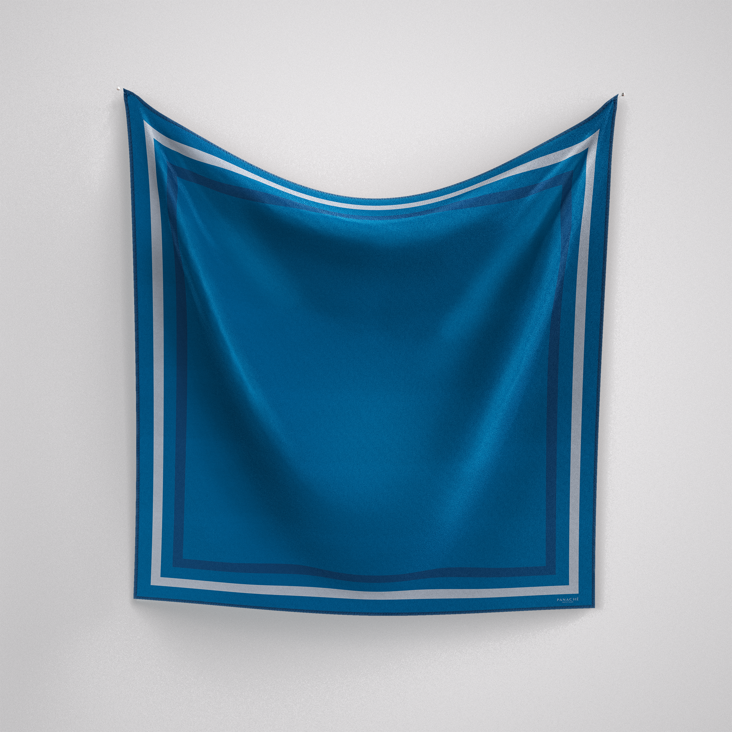 Panache Classic Border Scarf -Cobalt Blue Silk Scarf