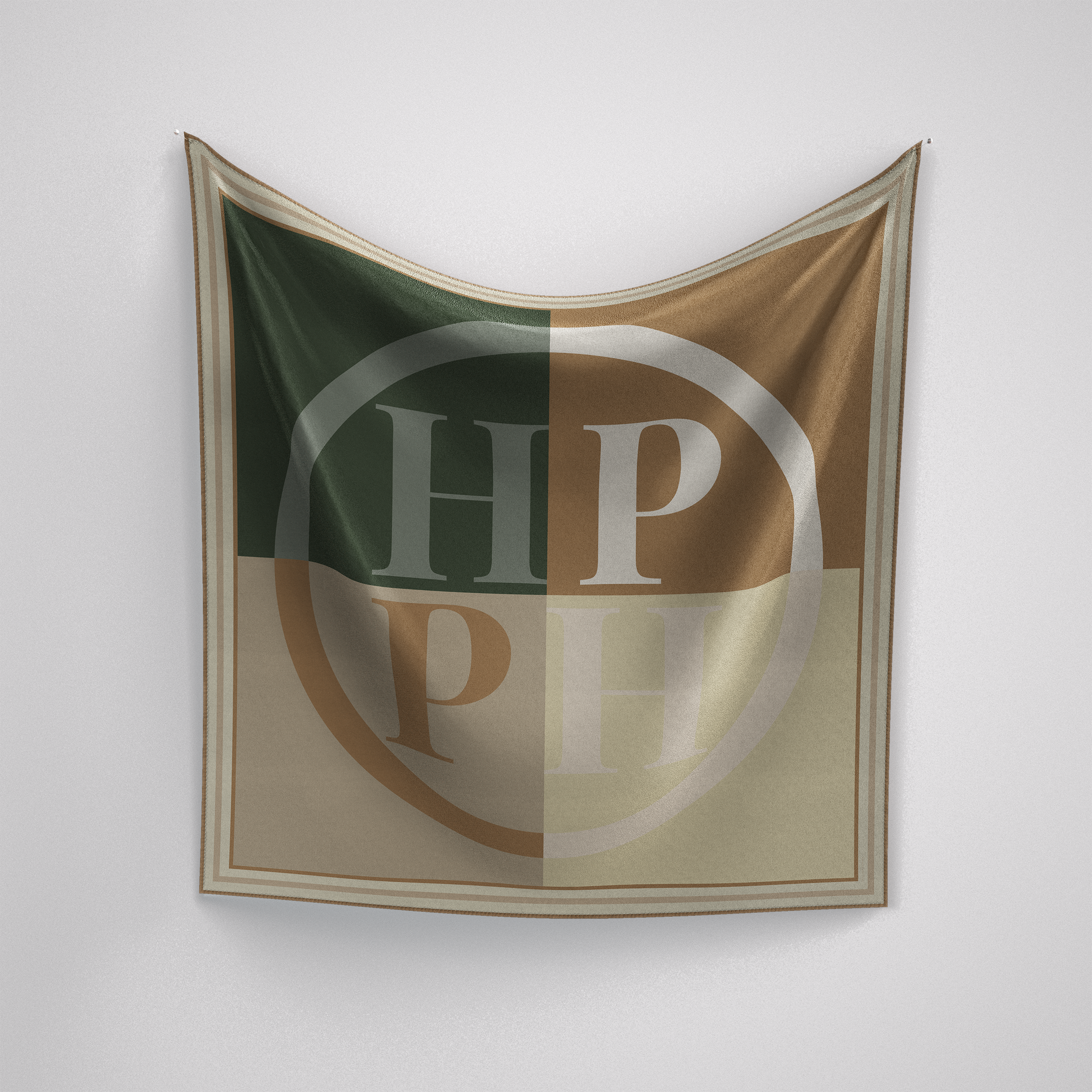 Panache PH Classic Green + Cream Colour Block Silk Scarf