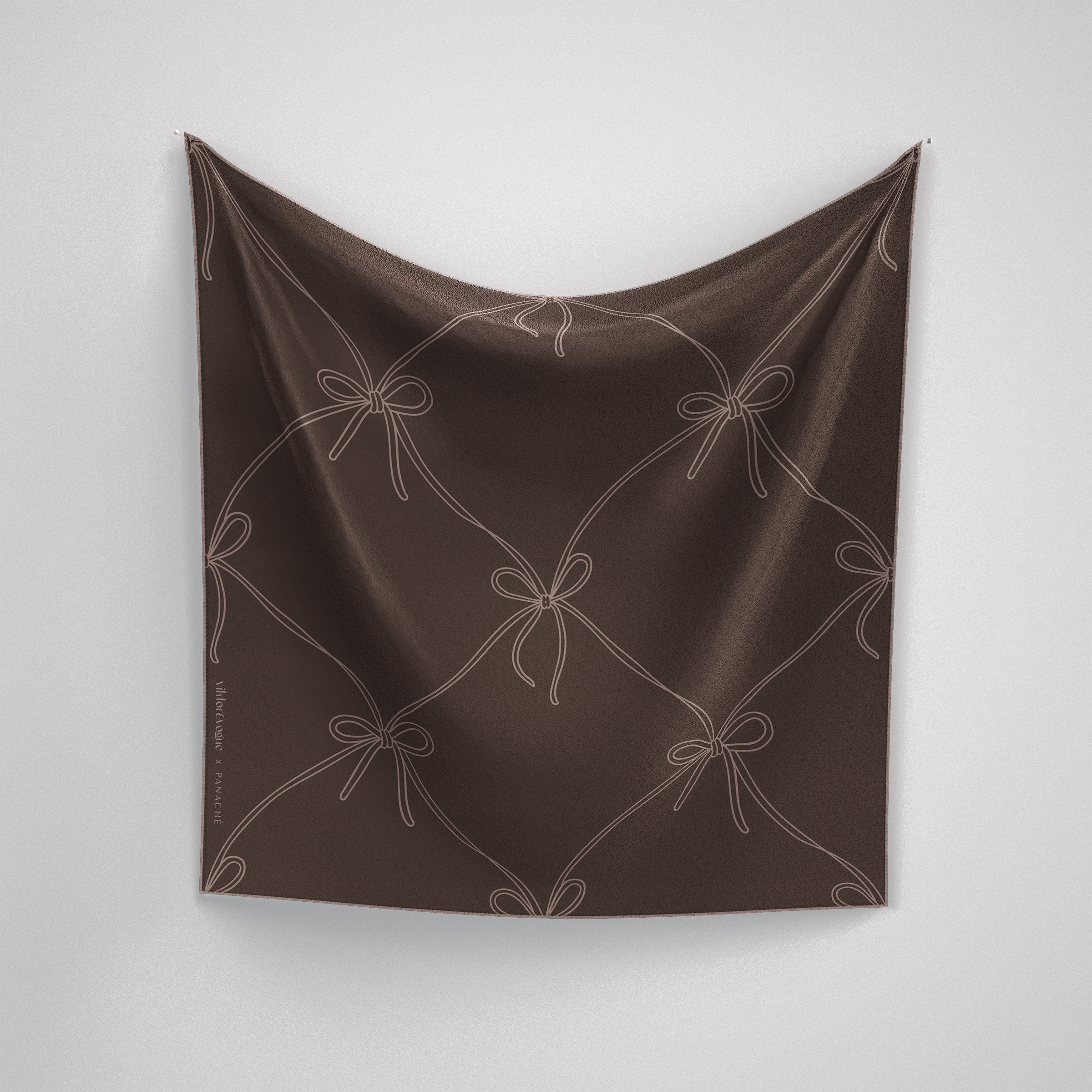 Panache Trellis-Bow Tiyâ Chocolate Martini Silk Scarf