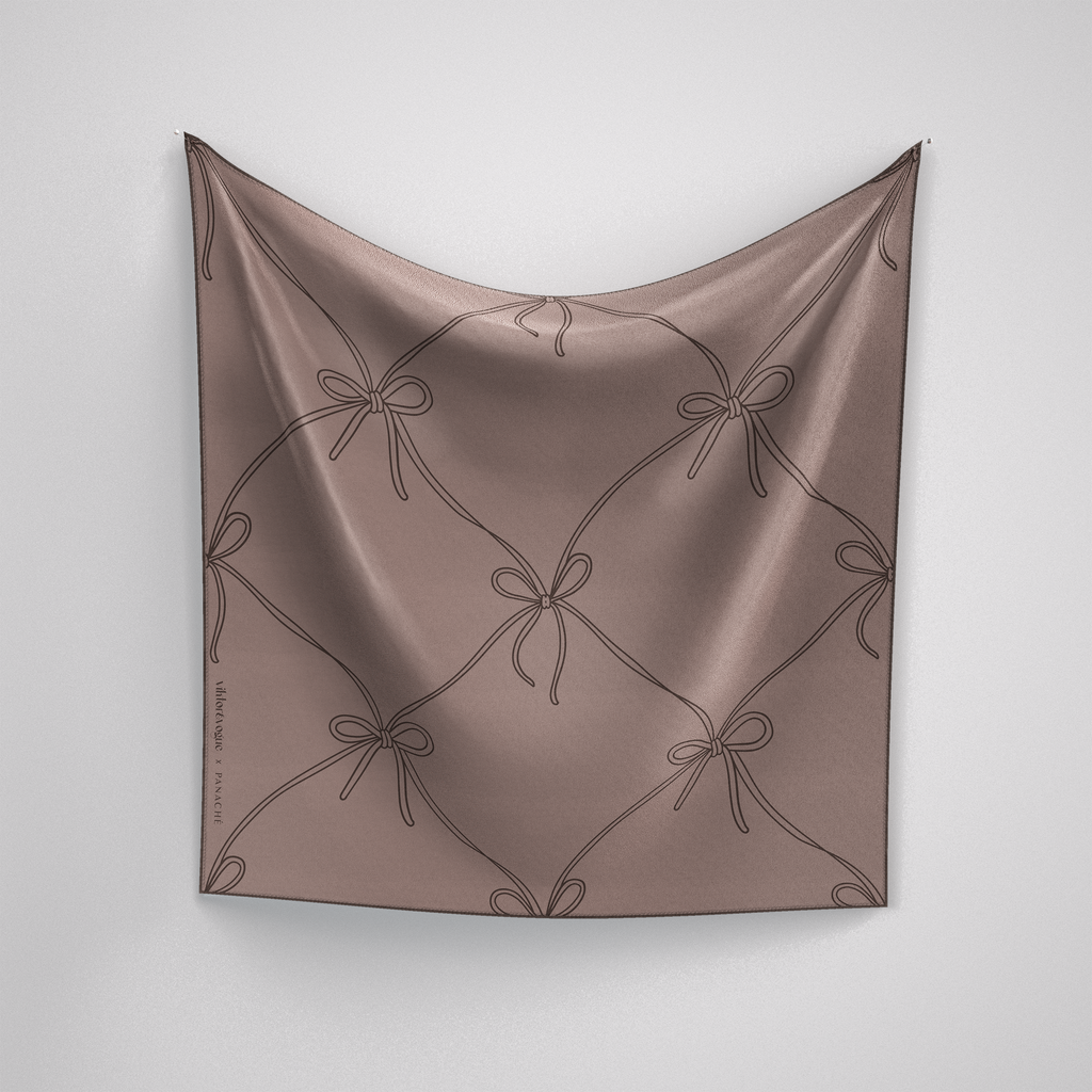 Panache Trellis-Bow Tiyâ Mocha Mousse Silk Scarf