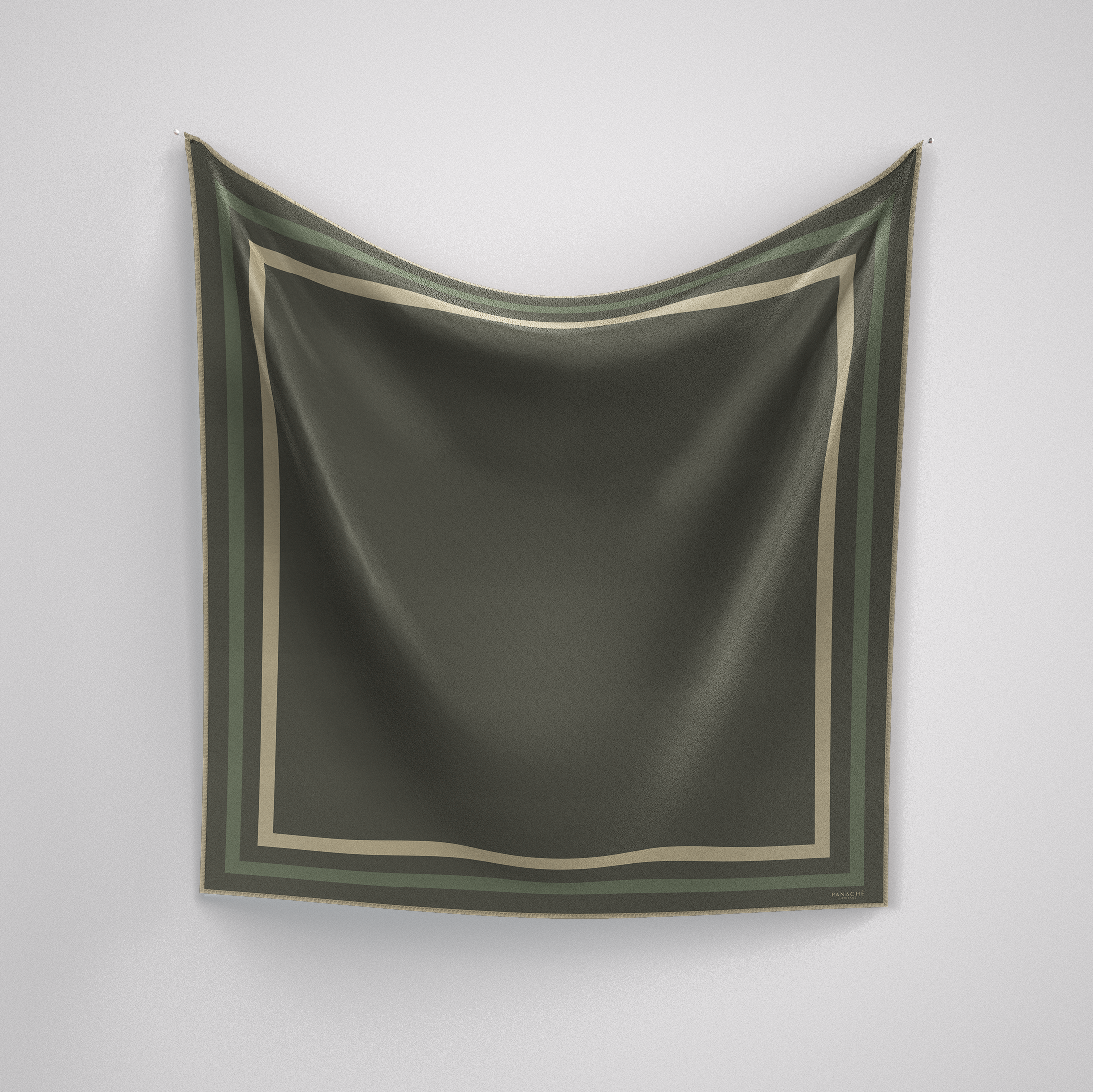 Panache Classic Border Scarf - Olive Silk Scarf