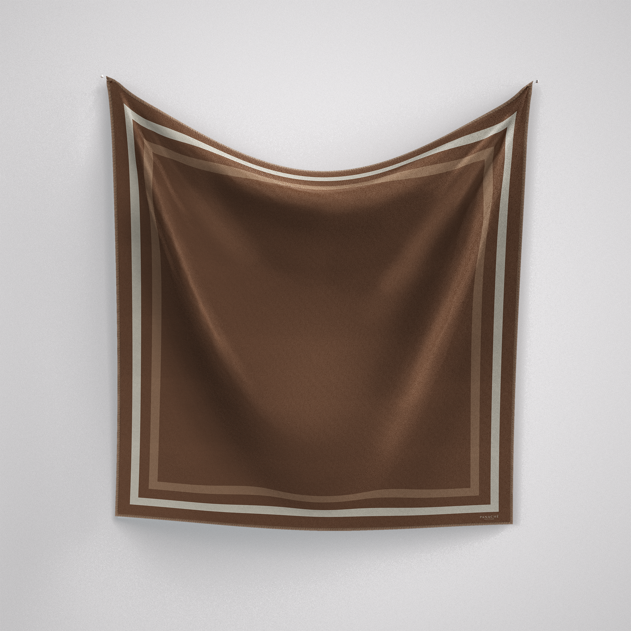 Panache Classic Border Scarf - Brown Silk Scarf
