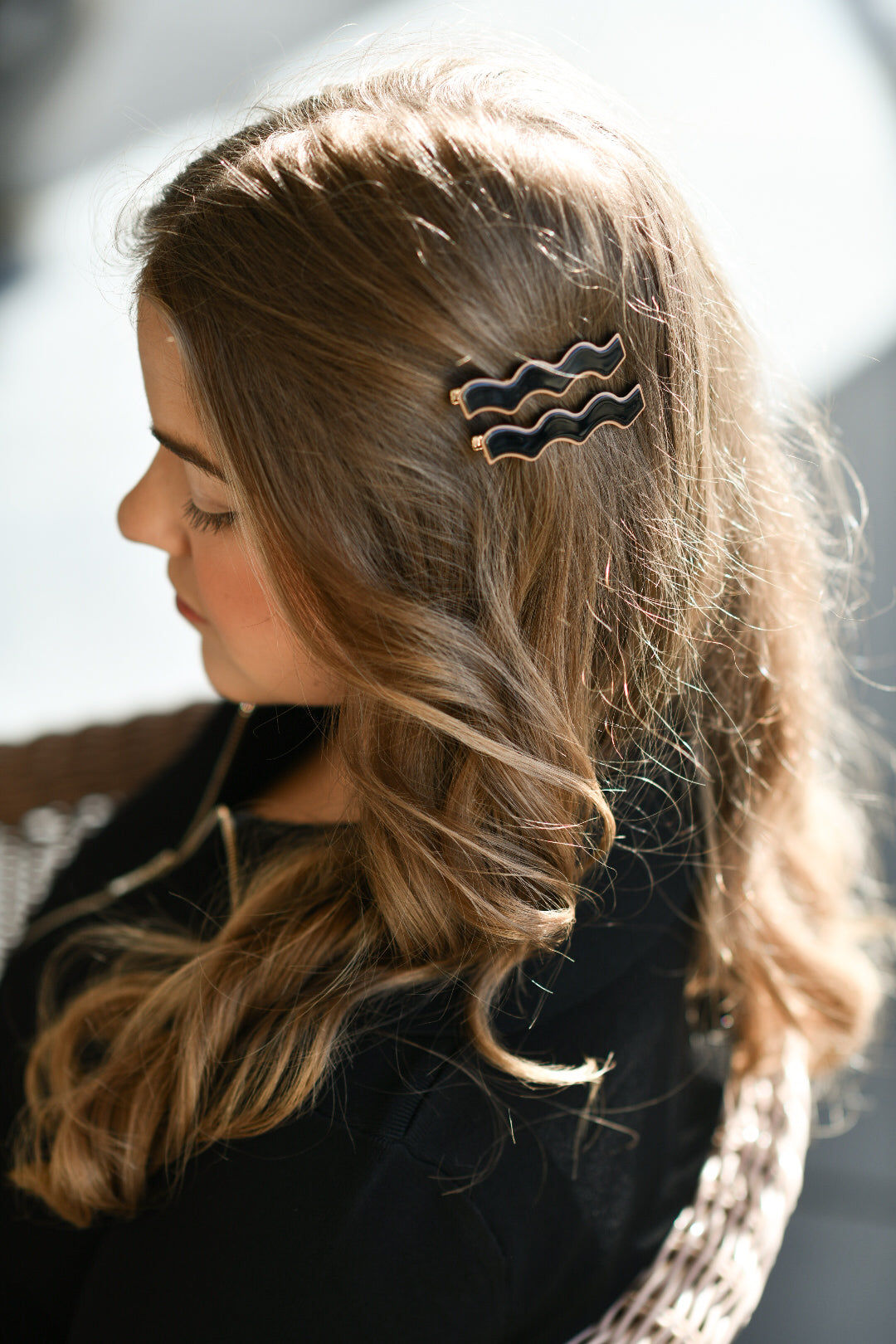Panache Whitney Alligator Clips - Black And Tan