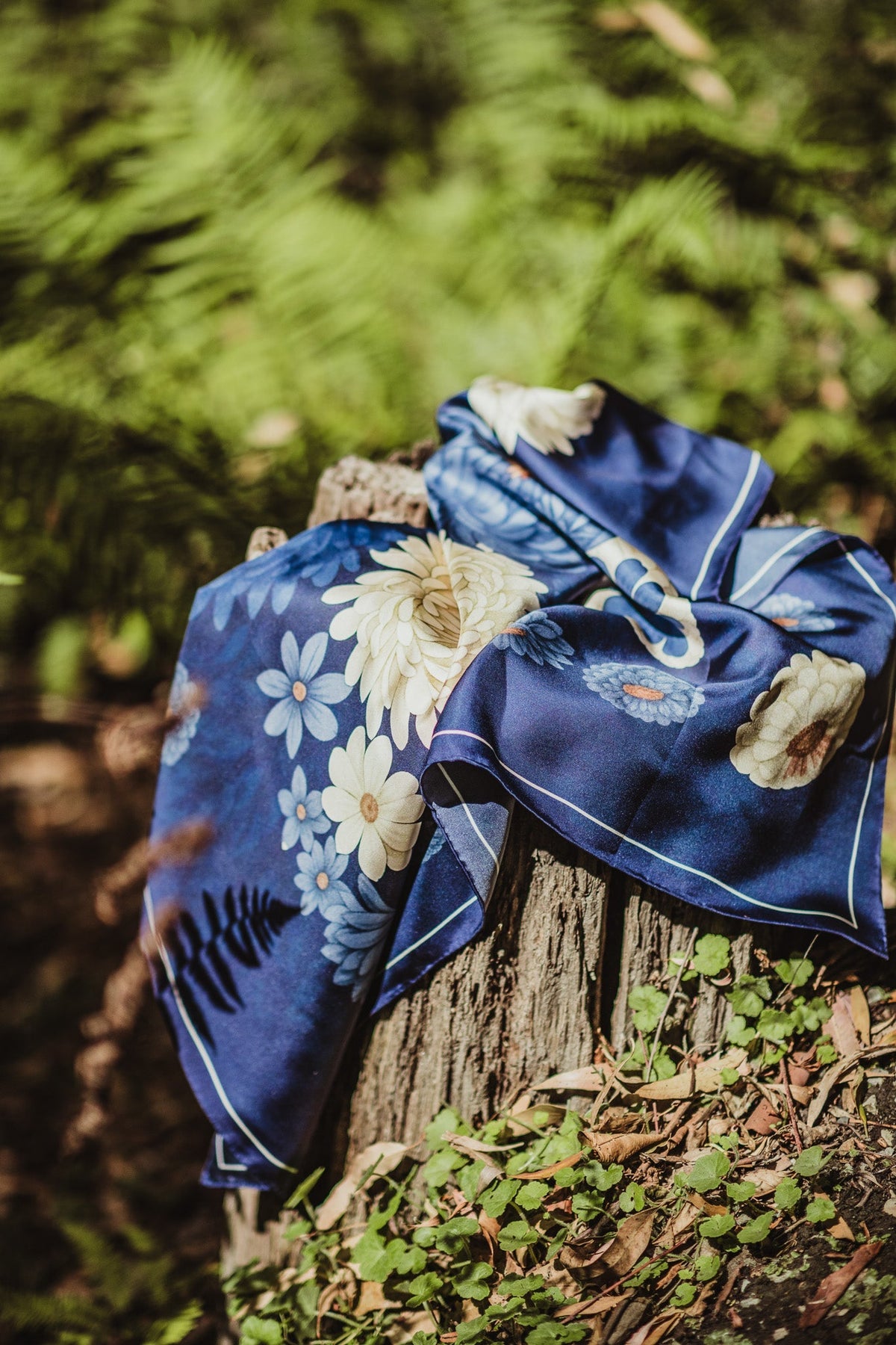 Panache Bouquet Blue Silk Scarf