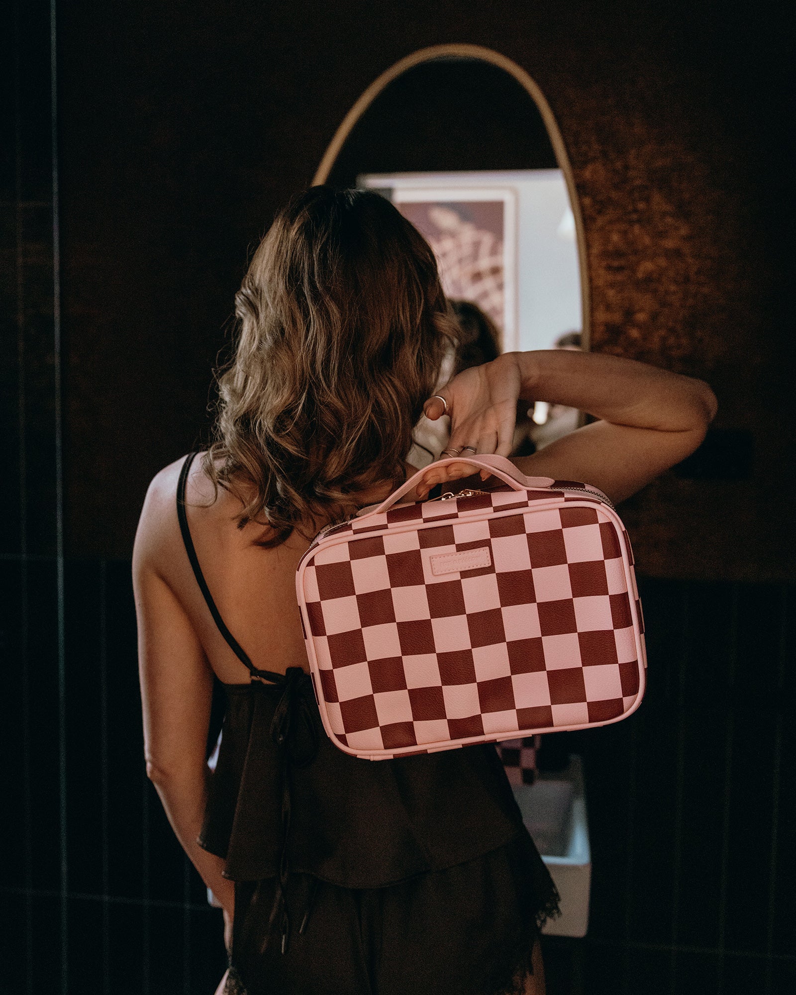 Cherry Check Cosmetic Bag