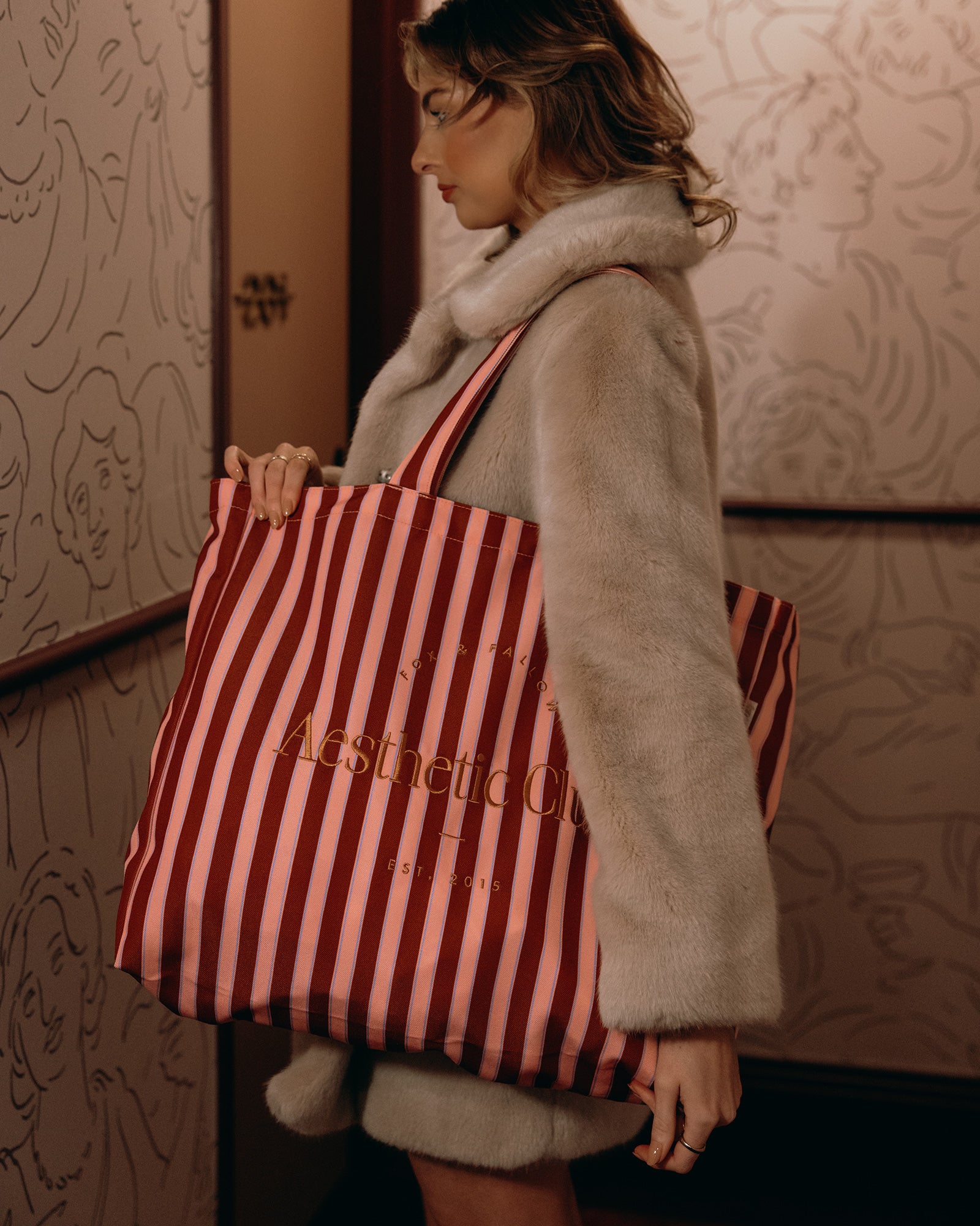 Aesthetic Club Weekend Bag - Burgundy Stripe