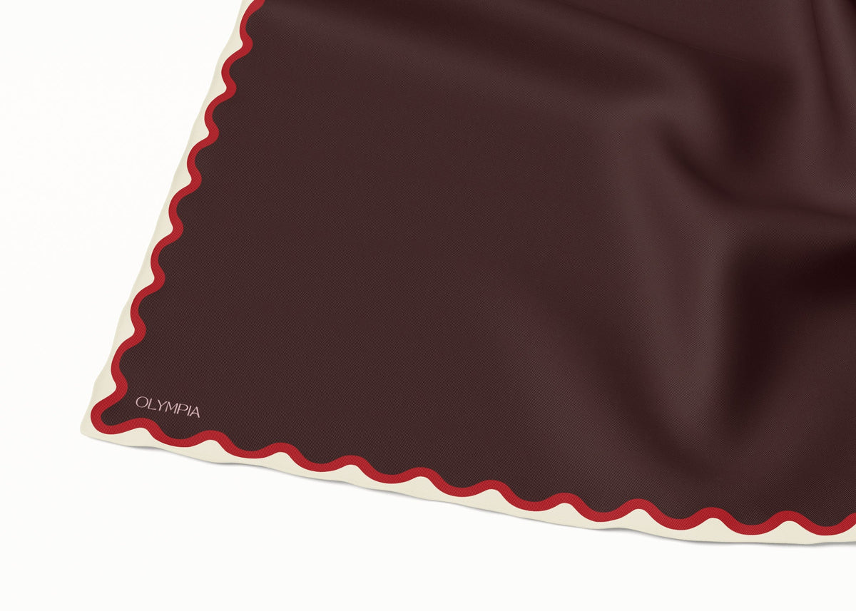 Olympia Etta Crimson Fig Midi Silk Scarf