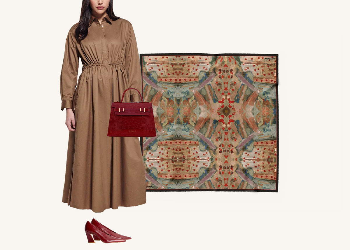 Olympia Sabine Nocturne Midi Silk Scarf