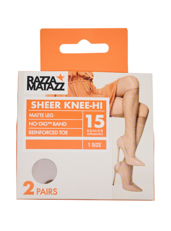 Razzamatazz Sheer Knee High 2pk - Tan