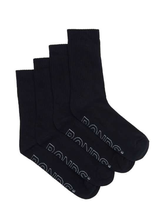 Bonds Logo Light Crew Socks - Childrens - 4pk - Black