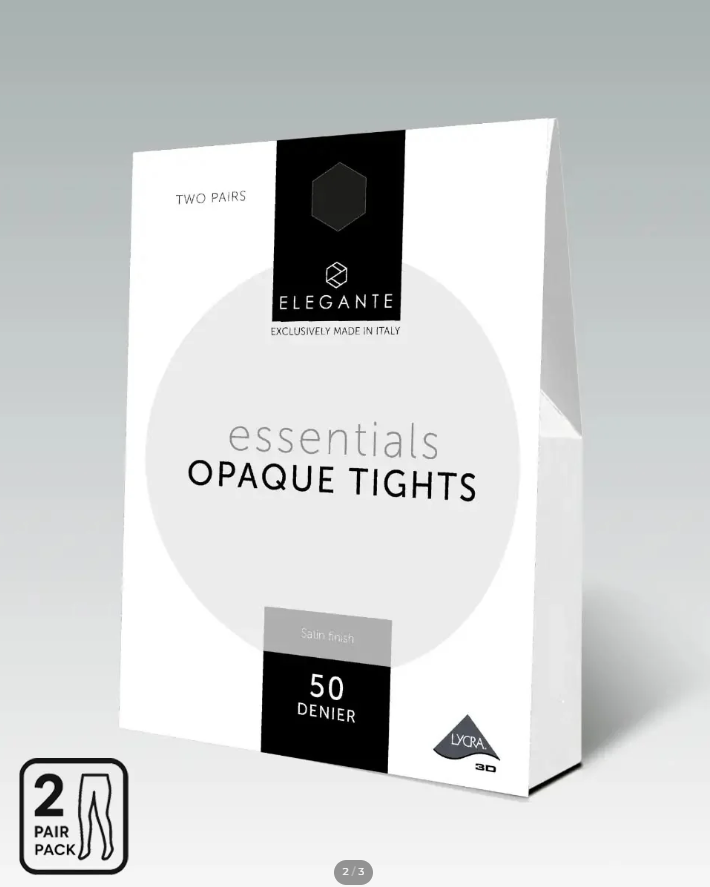 Elegante Essentials Opaque Tights - 50 Denier - Black - 2pk