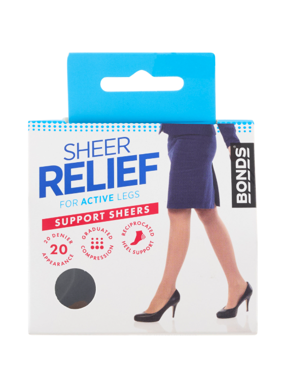 Sheer Relief Compression Pantyhose 20 Den - Black
