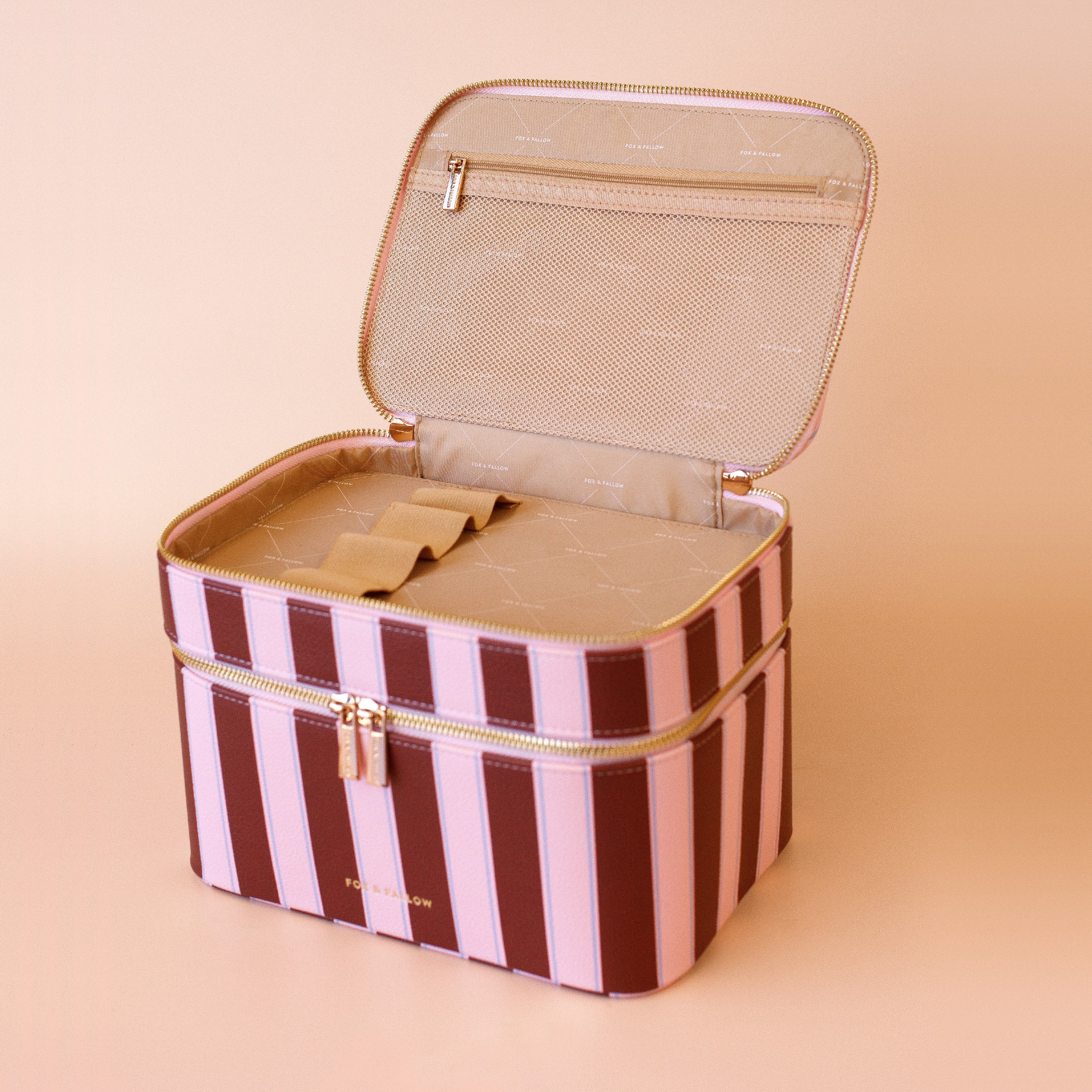 Burgundy Stripe Vanity Case - The Classic