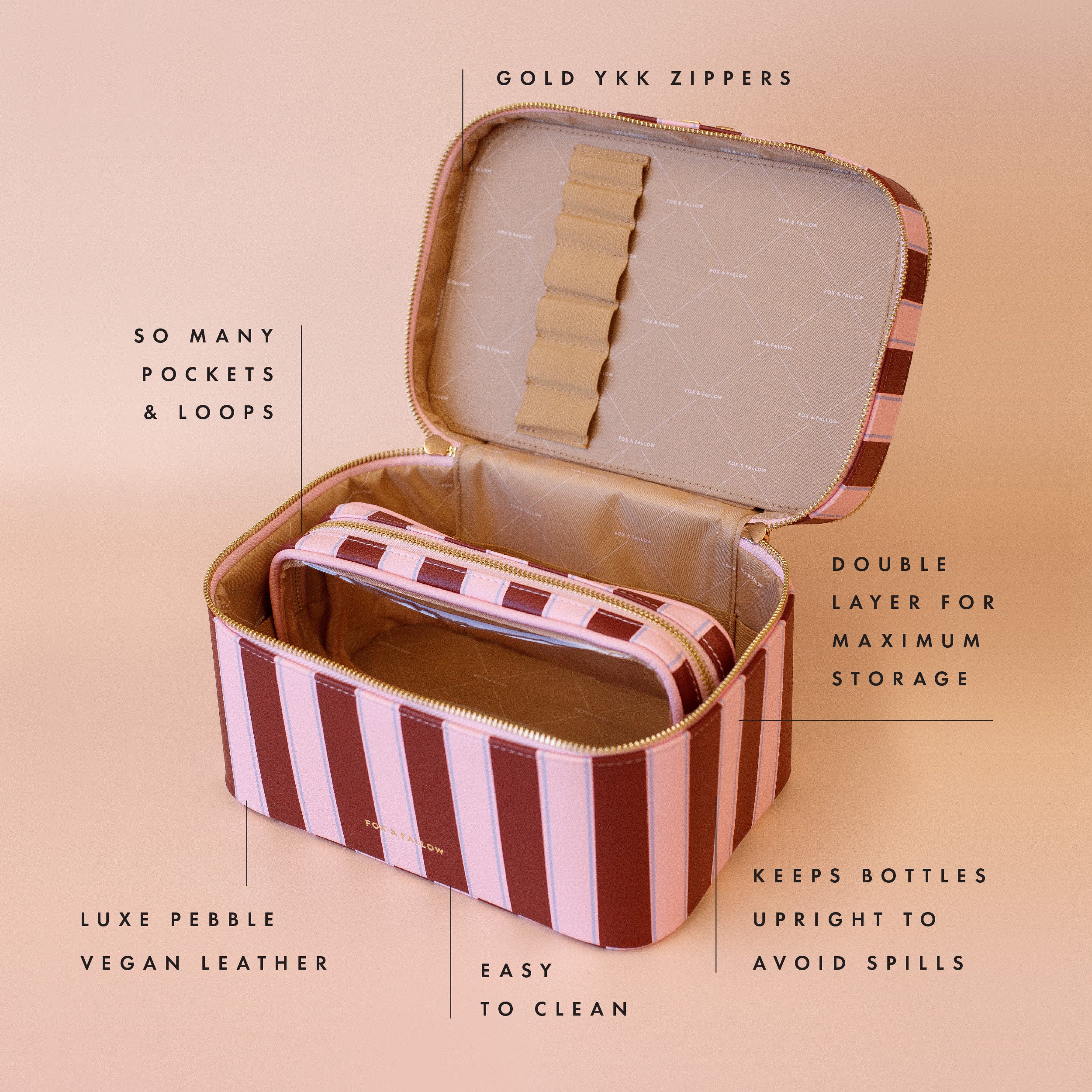 Burgundy Stripe Vanity Case - The Classic