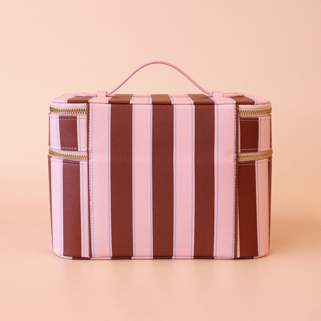 Burgundy Stripe Vanity Case - The Classic