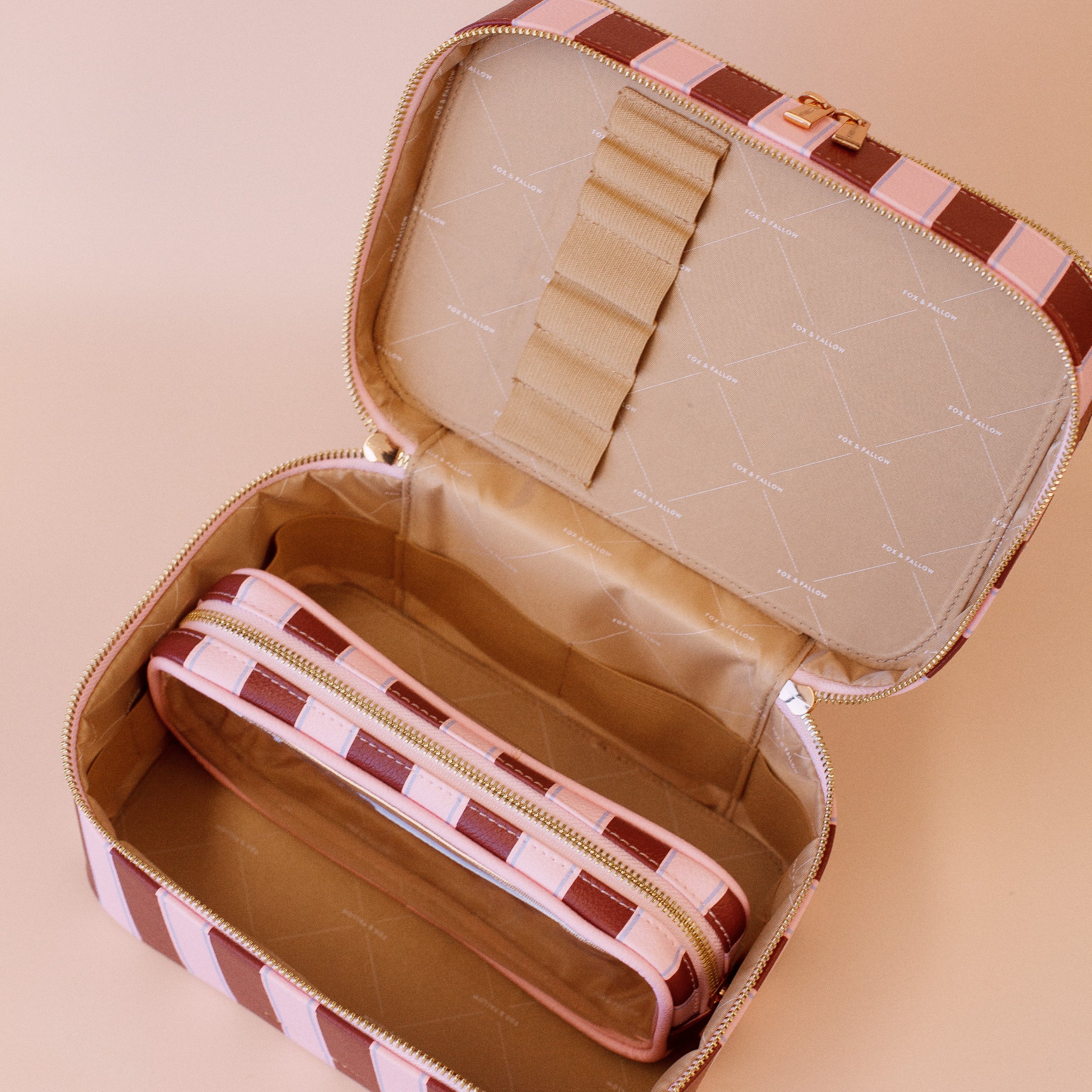 Burgundy Stripe Vanity Case - The Classic
