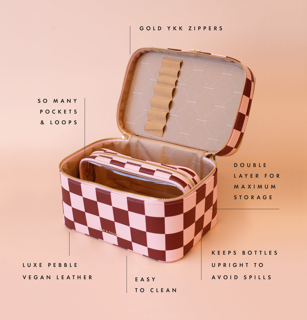 Cherry Check Vanity Case - The Classic