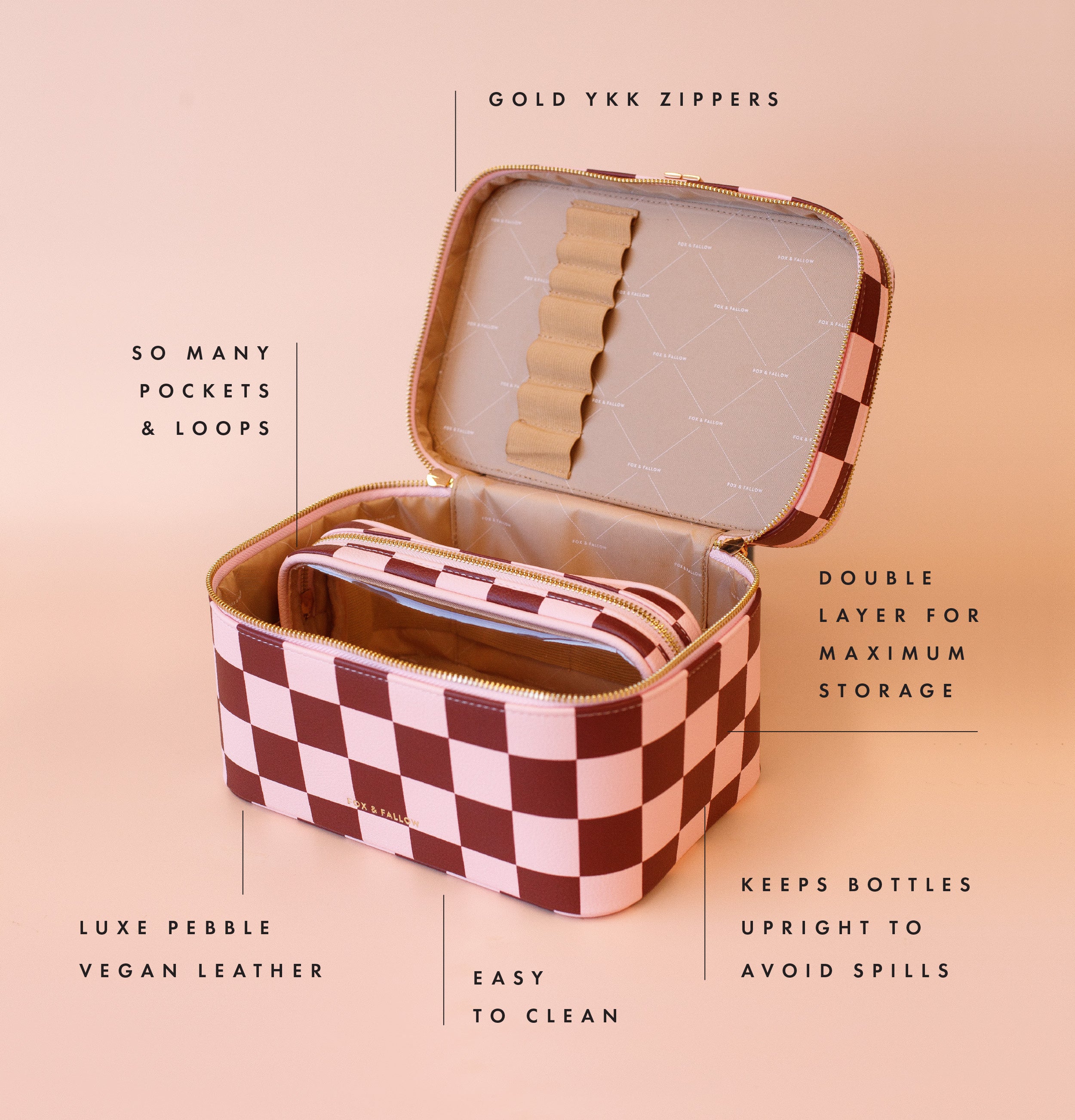Cherry Check Vanity Case - The Classic
