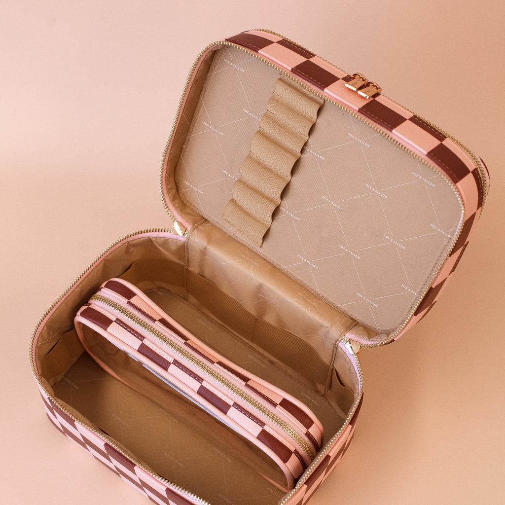Cherry Check Vanity Case - The Classic