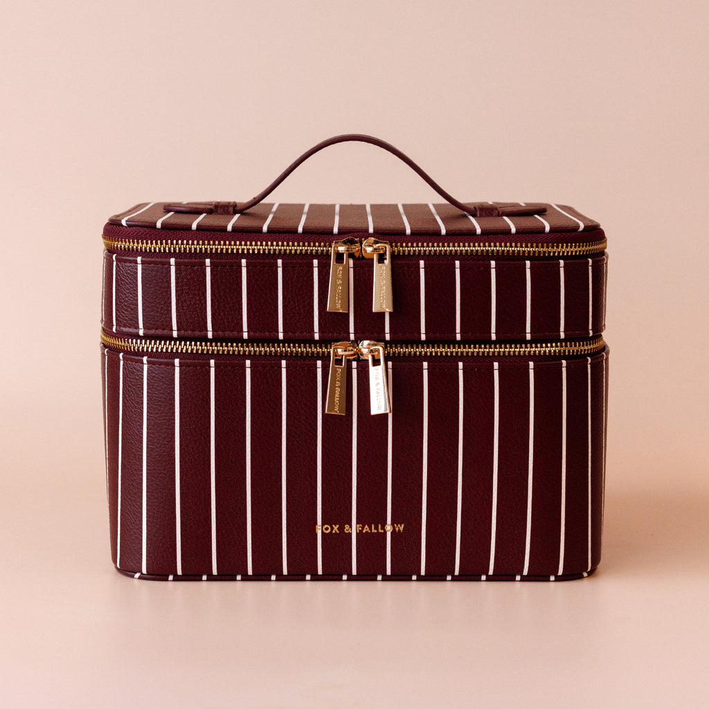 Fox & Fallow Merlot Pinstripe Vanity Case - The Classic