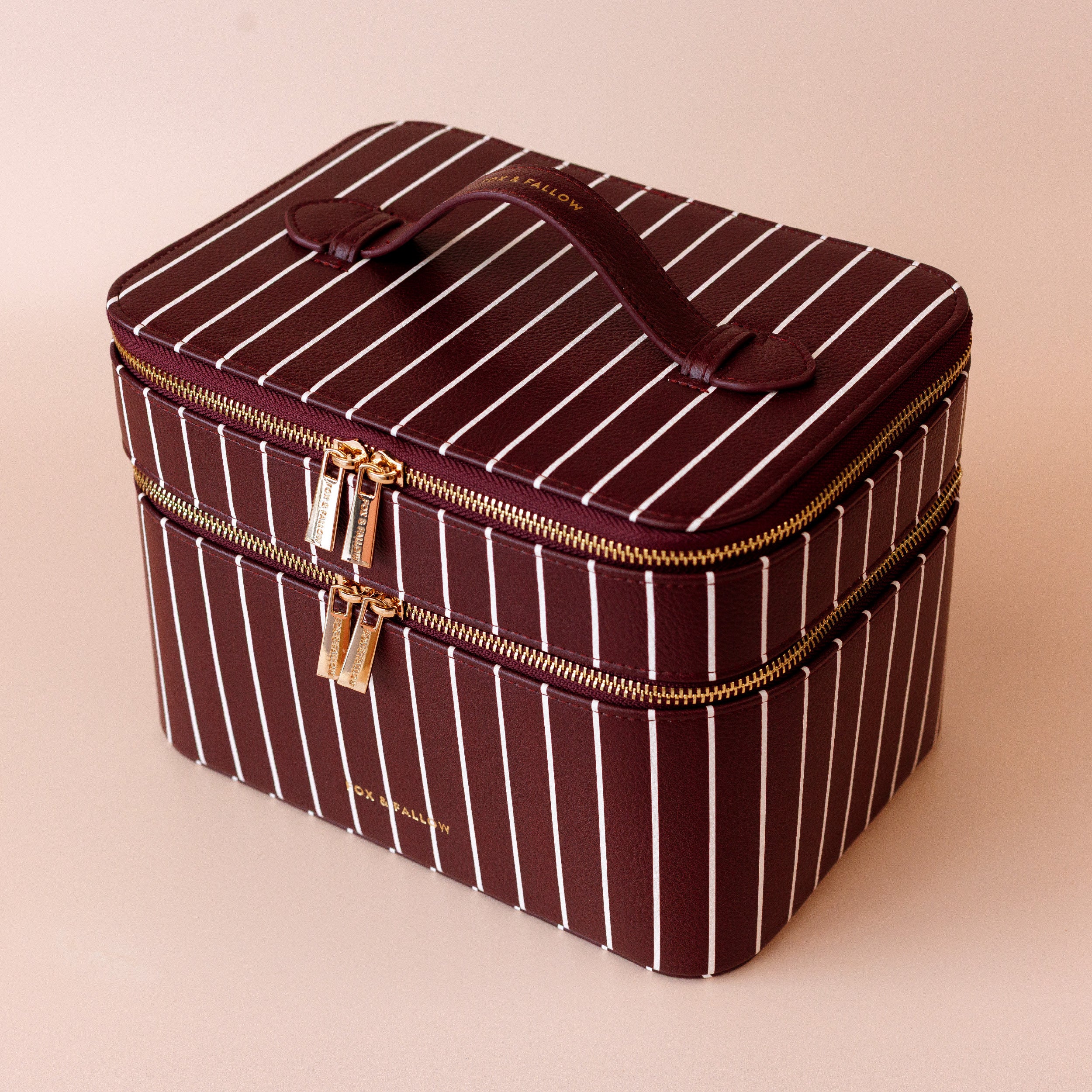 Fox & Fallow Merlot Pinstripe Vanity Case - The Classic