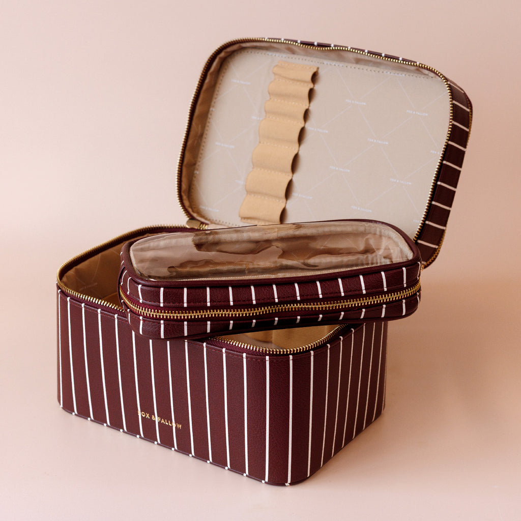 Fox & Fallow Merlot Pinstripe Vanity Case - The Classic