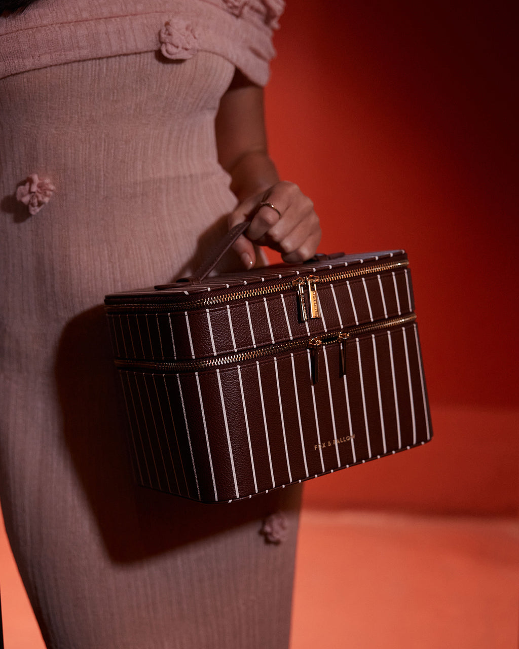 Fox & Fallow Merlot Pinstripe Vanity Case - The Classic