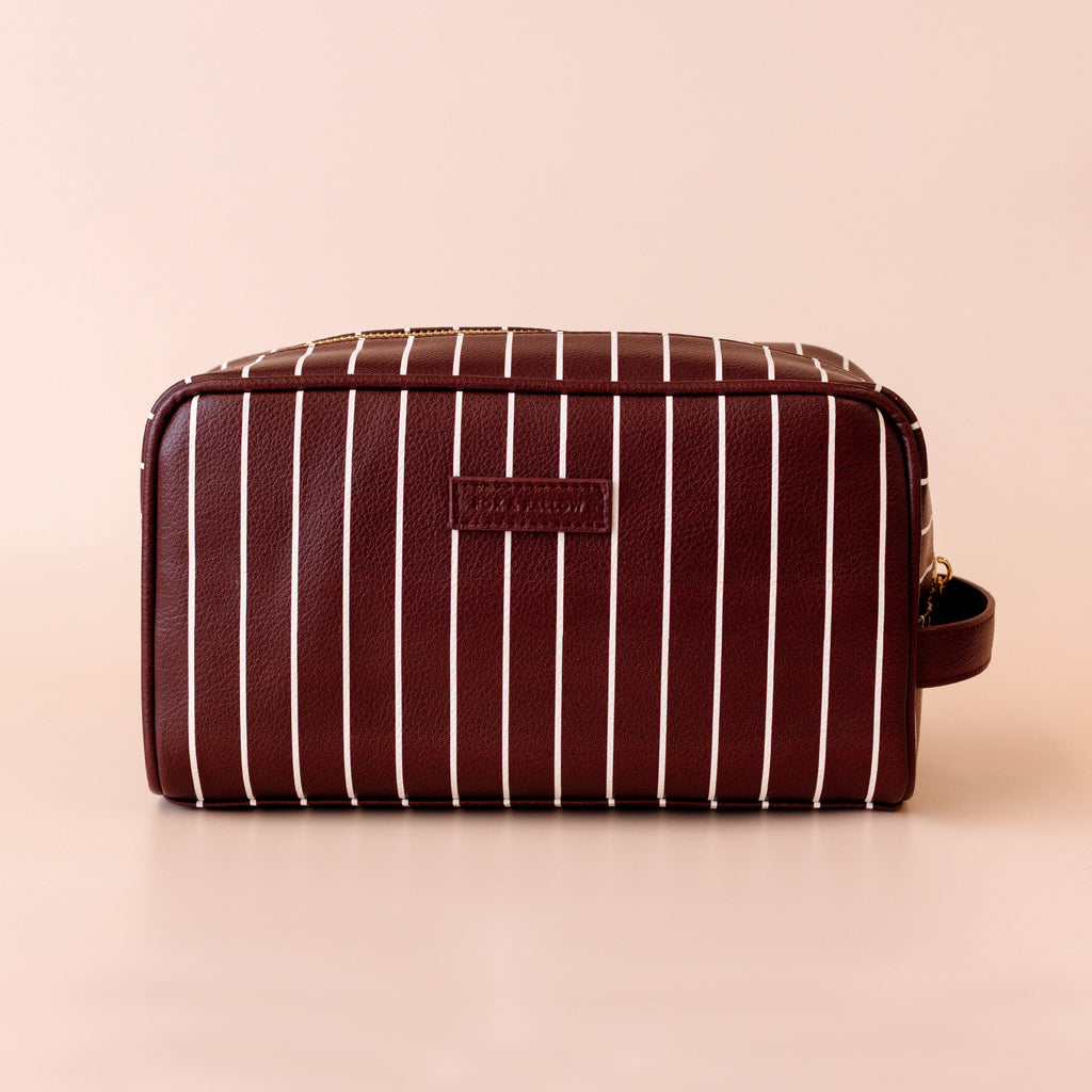 Fox & Fallow Merlot Pinstripe Wash Bag