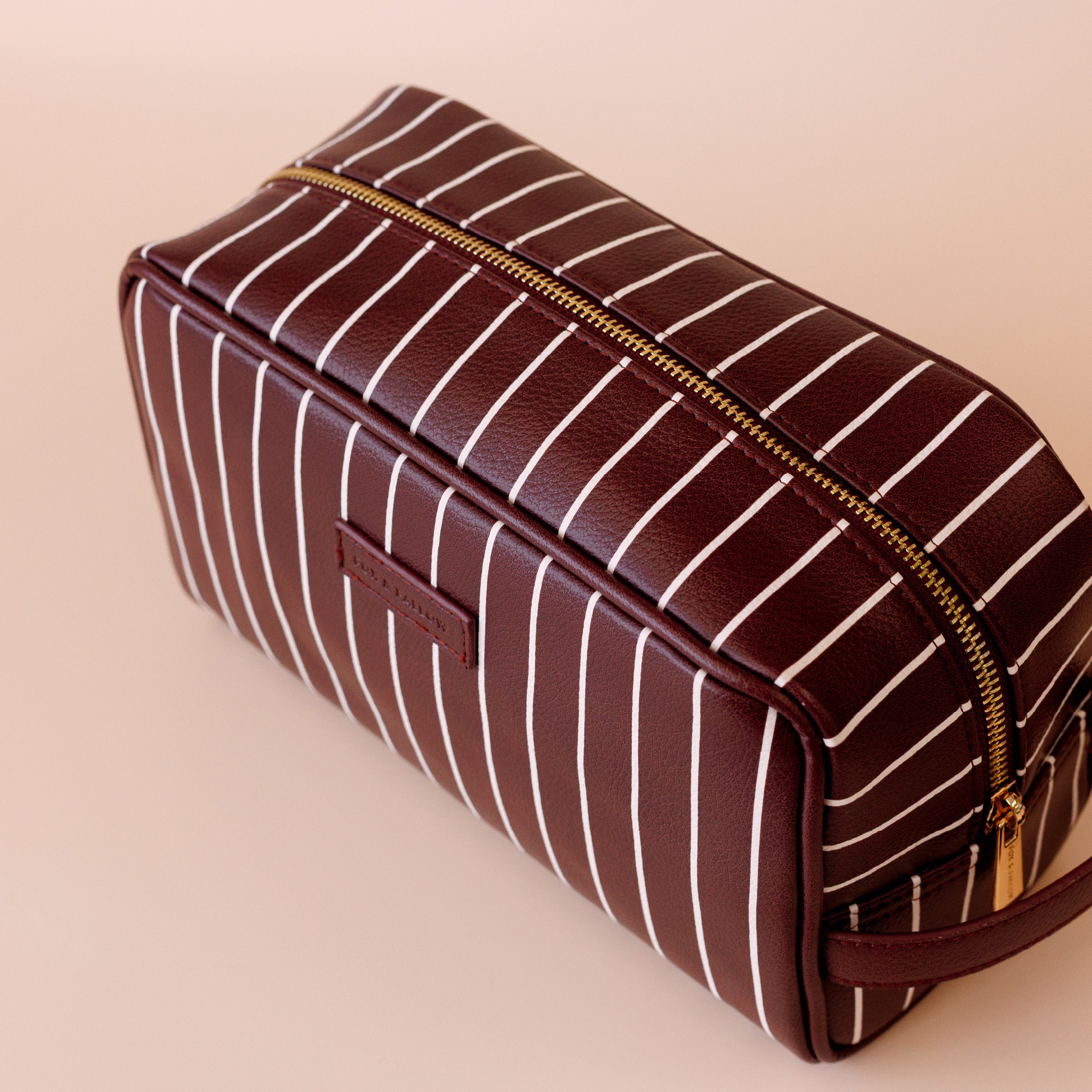 Fox & Fallow Merlot Pinstripe Wash Bag