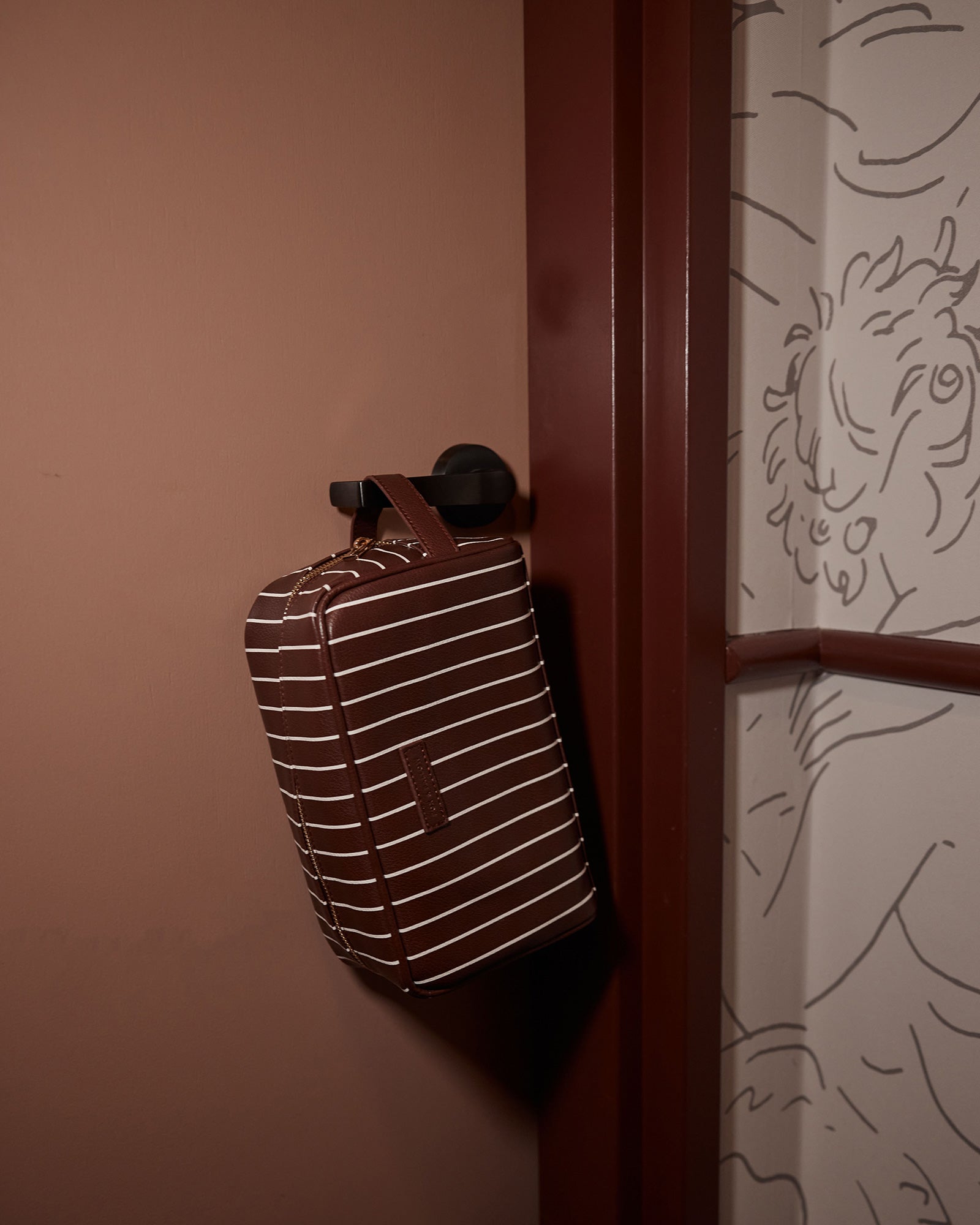 Fox & Fallow Merlot Pinstripe Wash Bag