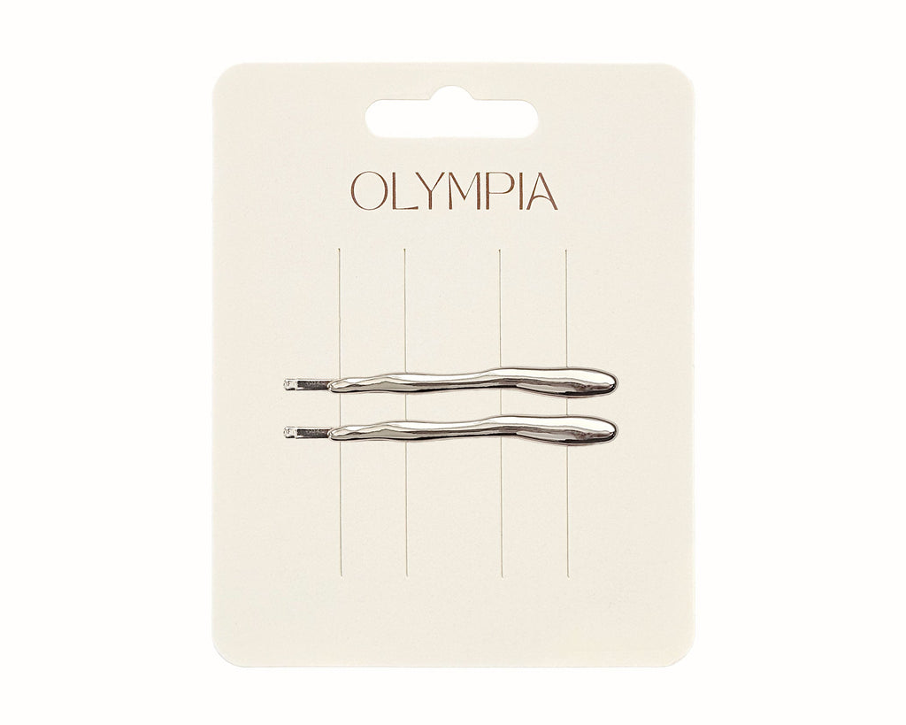 Olympia Zola Hair Clips - Polished Silver