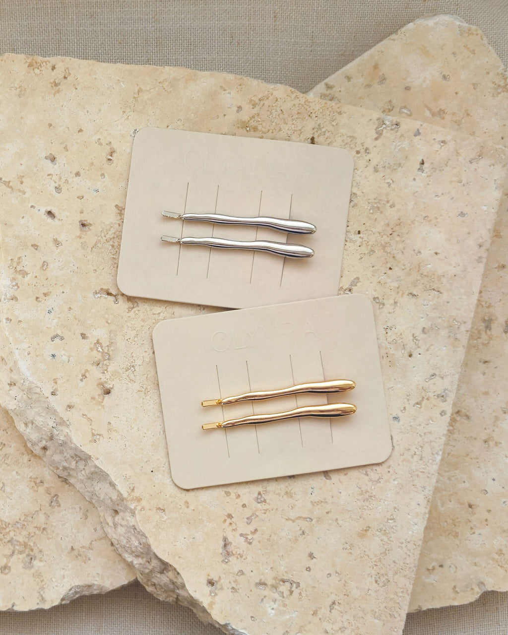 Olympia Zola Hair Clips - Polished Silver