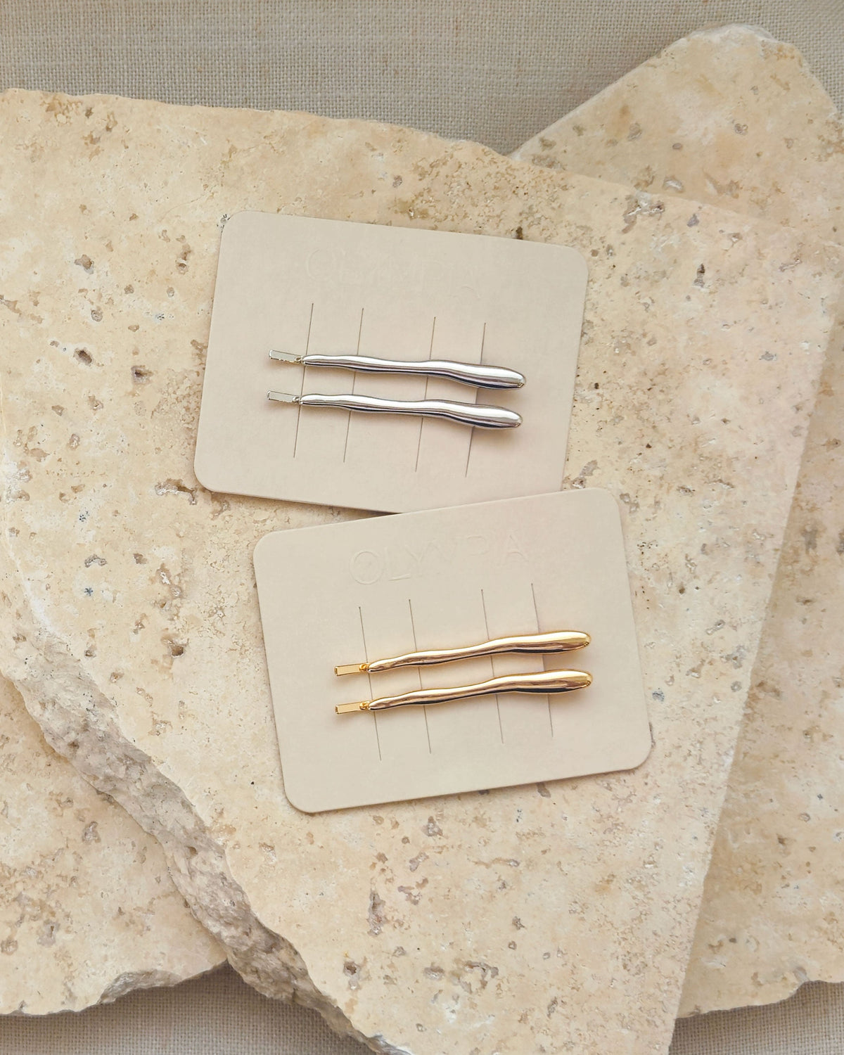Olympia Zola Hair Clips - Polished Silver