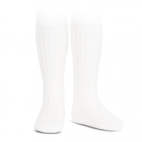 Condor Knee High Ribbed Sock - White