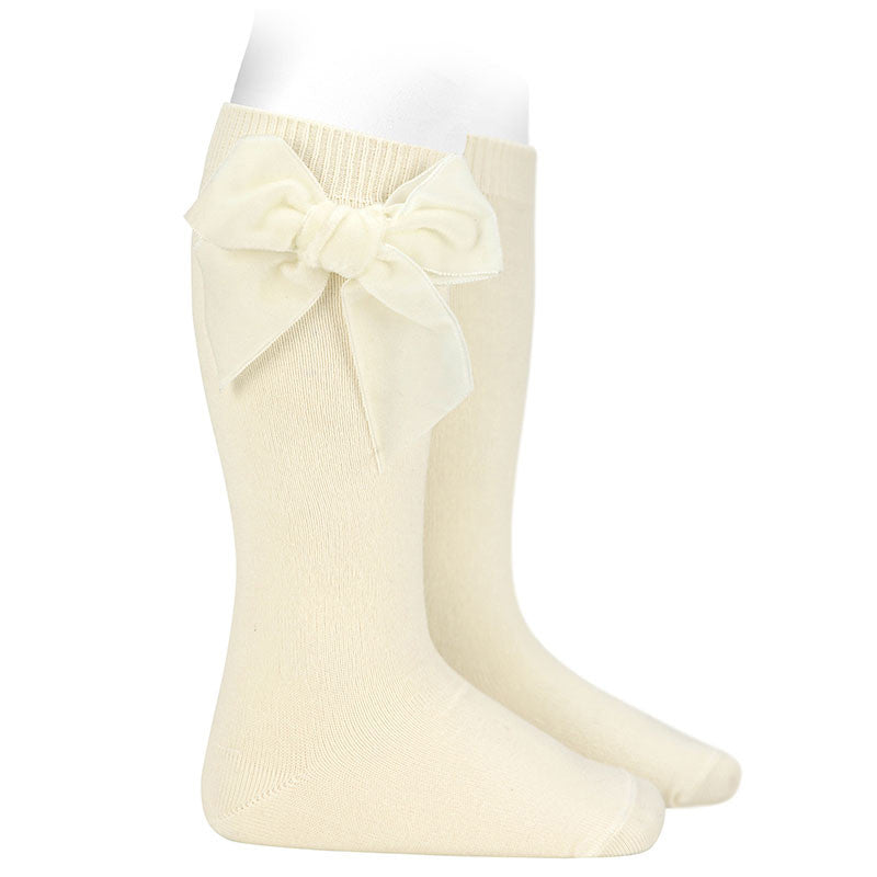 Condor Velvet Bow Knee High Socks - Cava (303)