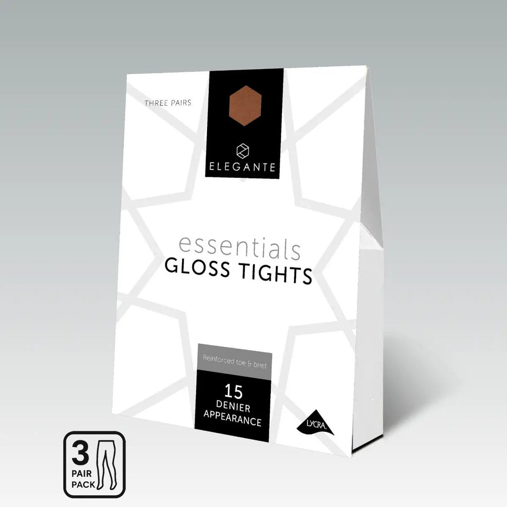 Elegante Essentials Gloss Tights - Black - 3pk