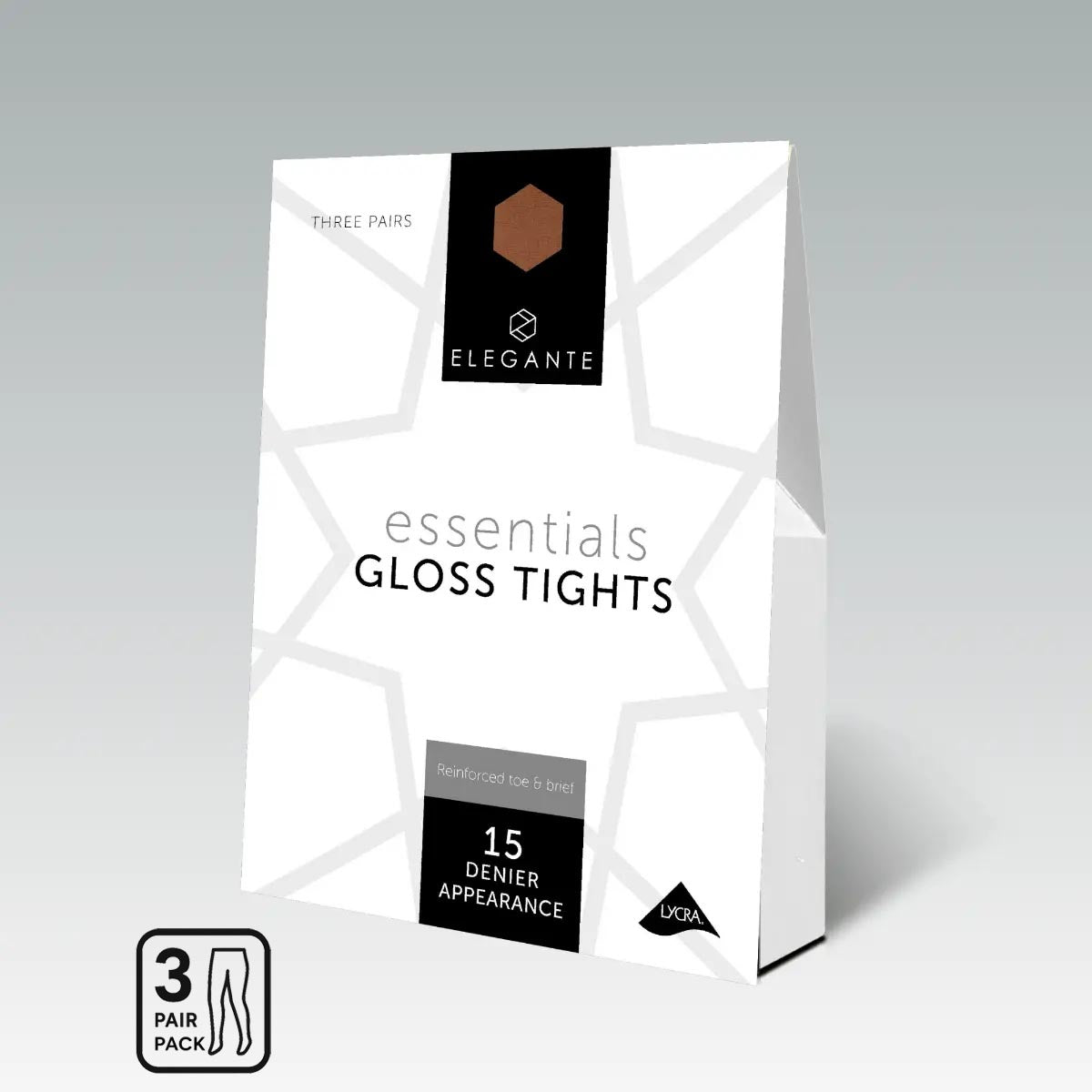 Elegante Essentials Gloss Tights - Black - 3pk