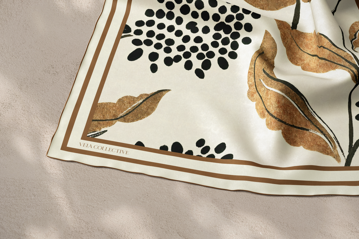 Vela Collective Fallen Leaves Silk Scarf