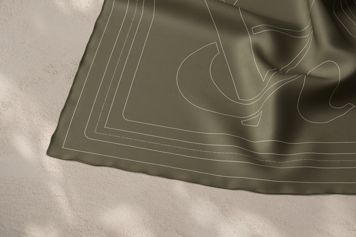 Vela Collective Basic Olive & Ivory Silk Scarf