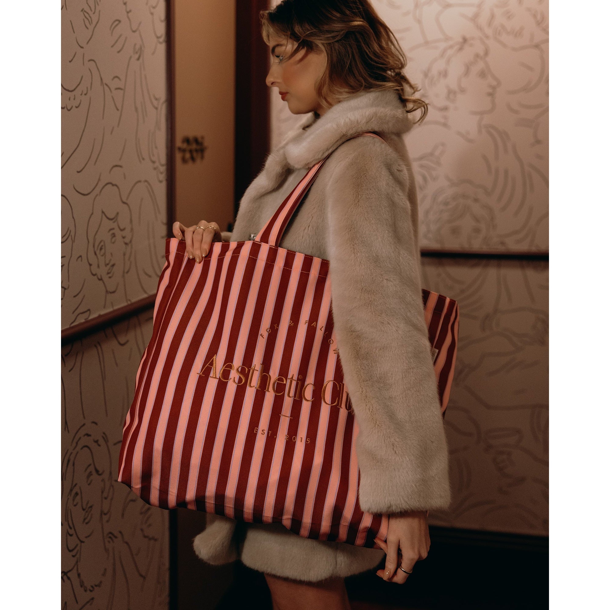 Aesthetic Club Weekend Bag - Burgundy Stripe