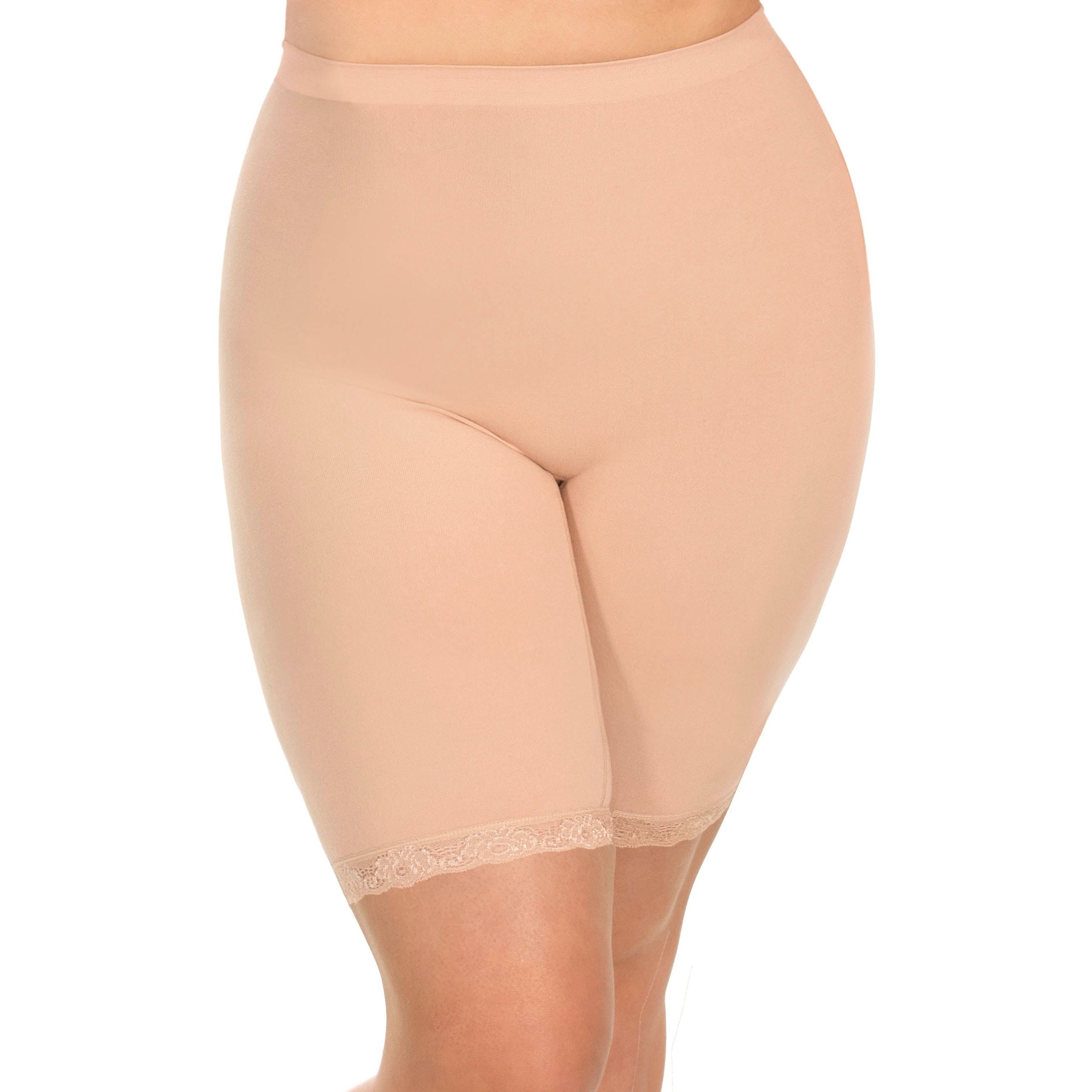 B-Free Anti Chafing High Rise Long Cotton Rich Shorts - Nude