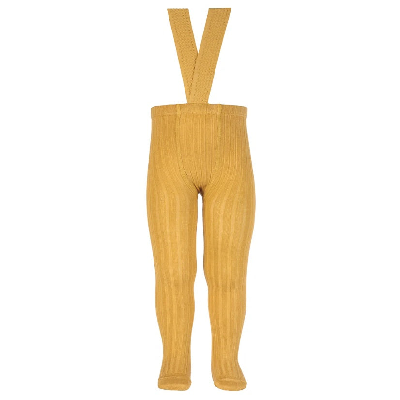 Condor Ribbed Elastic Suspender Tights - Mostaza (629)