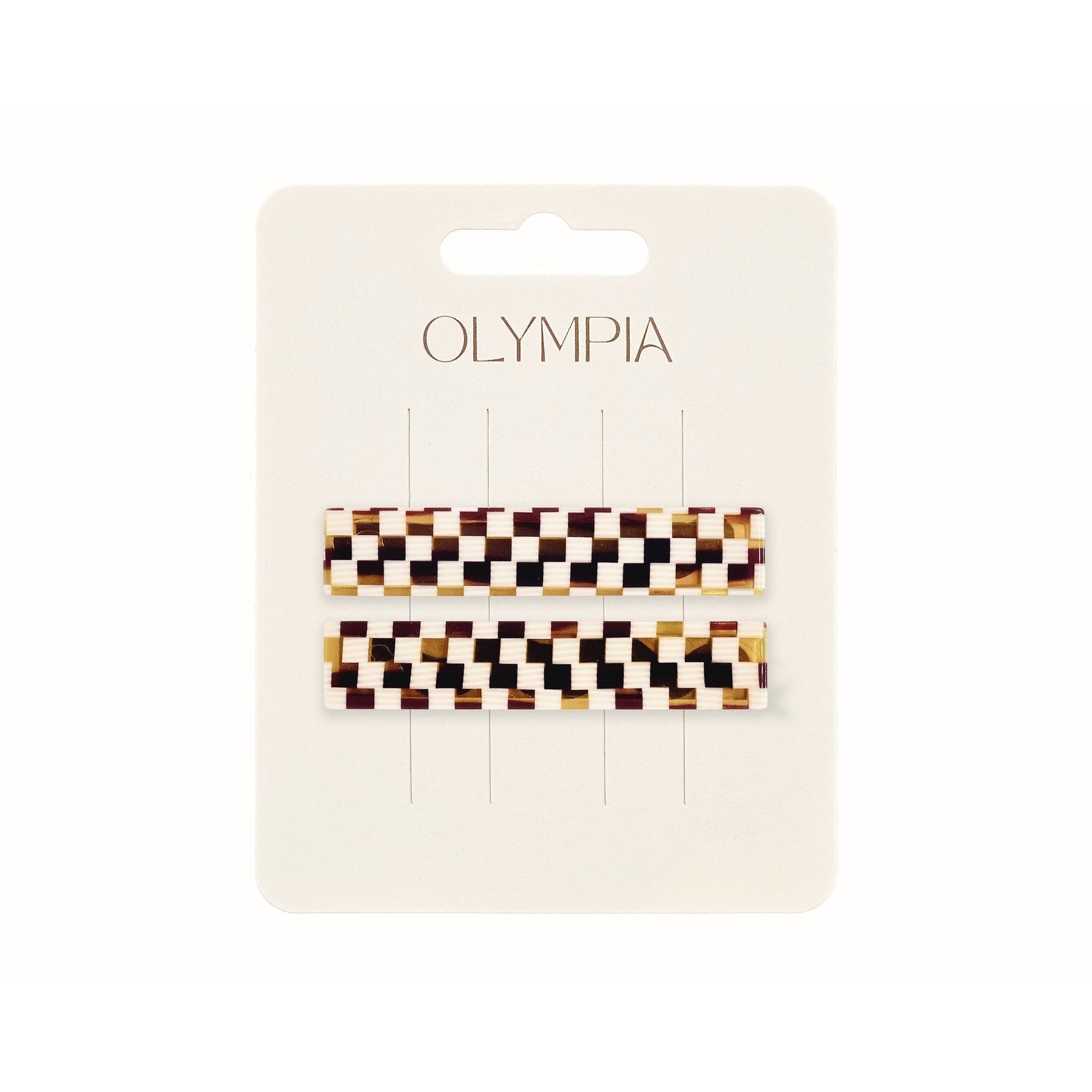 Olympia Emma Hair Clips - Amber/Cream Checker