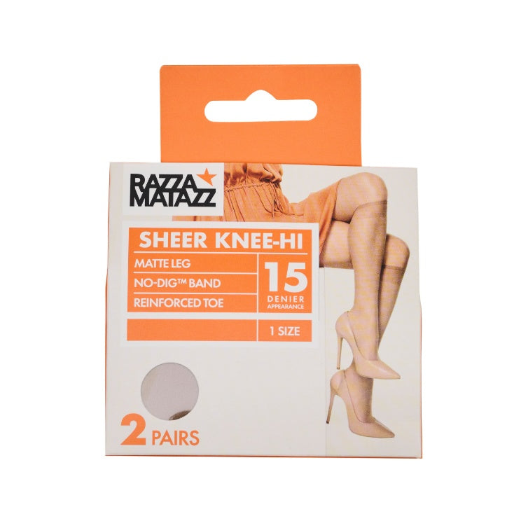 Razzamatazz Sheer Knee High - 2 Pairs - Tan