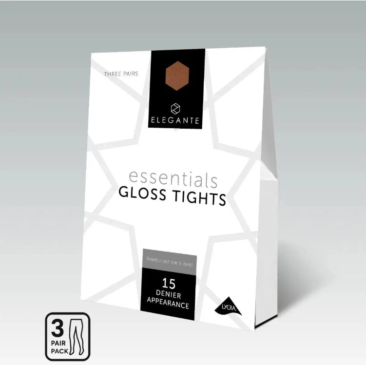 Elegante Essentials Gloss Tights - Copper - 3pk