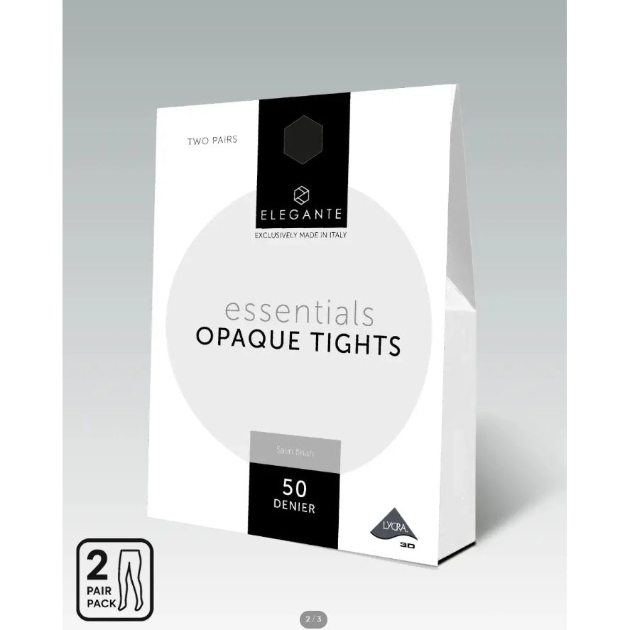 Elegante Essentials Opaque Tights - 50 Denier - Black - 2pk