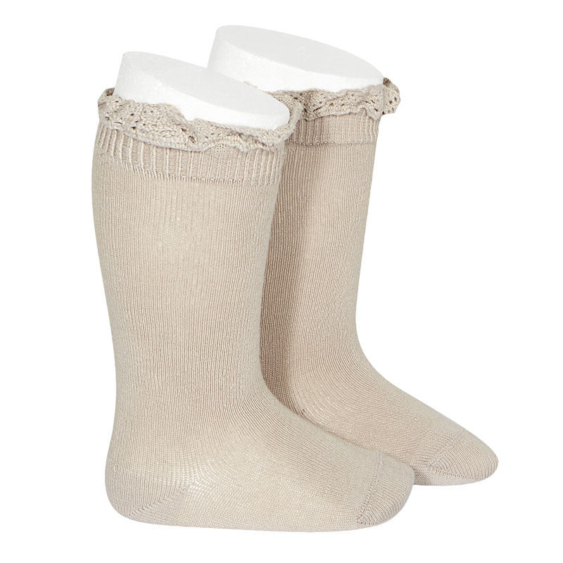Condor Lace Edge Knee Socks - Piedra Stone (334)